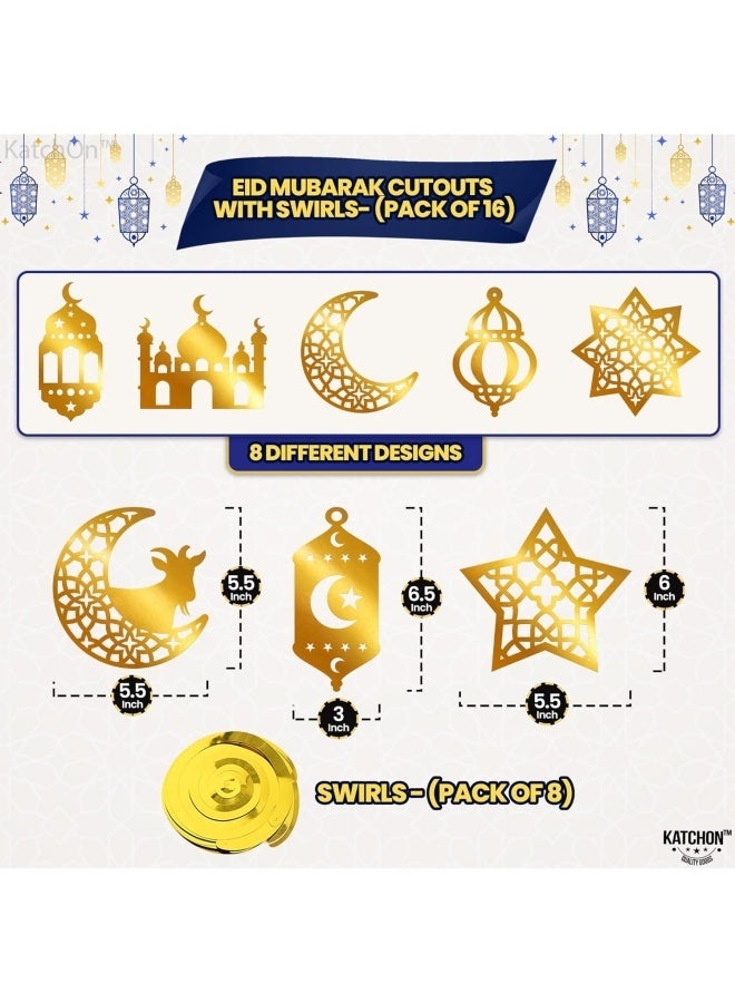 مجموعة لافتة عيد مبارك باللونين الذهبي والأسود وإكليل من 17 قطعة لتزيين العيد - Image 3